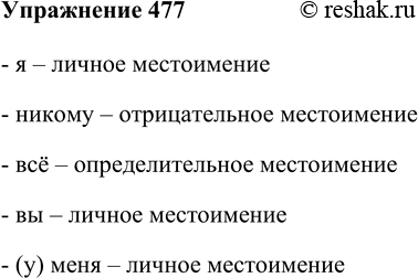 Изображение 477 Прочитайте фрагмент стихотворения Я. Акима «Люблю!» и выпишите из него все местоимения. Определите разряд каждого из них.Мыть посуду я люблю,Никому не...