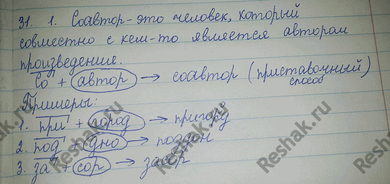 Изображение 31. 1. Объясните лексическое значение слова соавтор. Проверьте себя по толковому словарику. Как образовано это слово? Назовите несколько существительных, образованных...